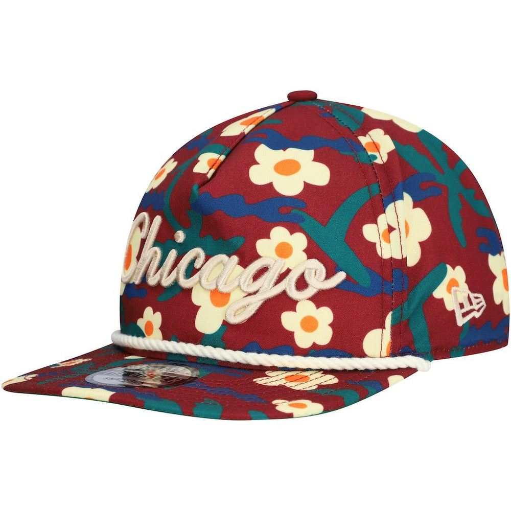 Chicago Bulls Vacation Floral Golfer Snapback Hat - Crimson | New Era on sale