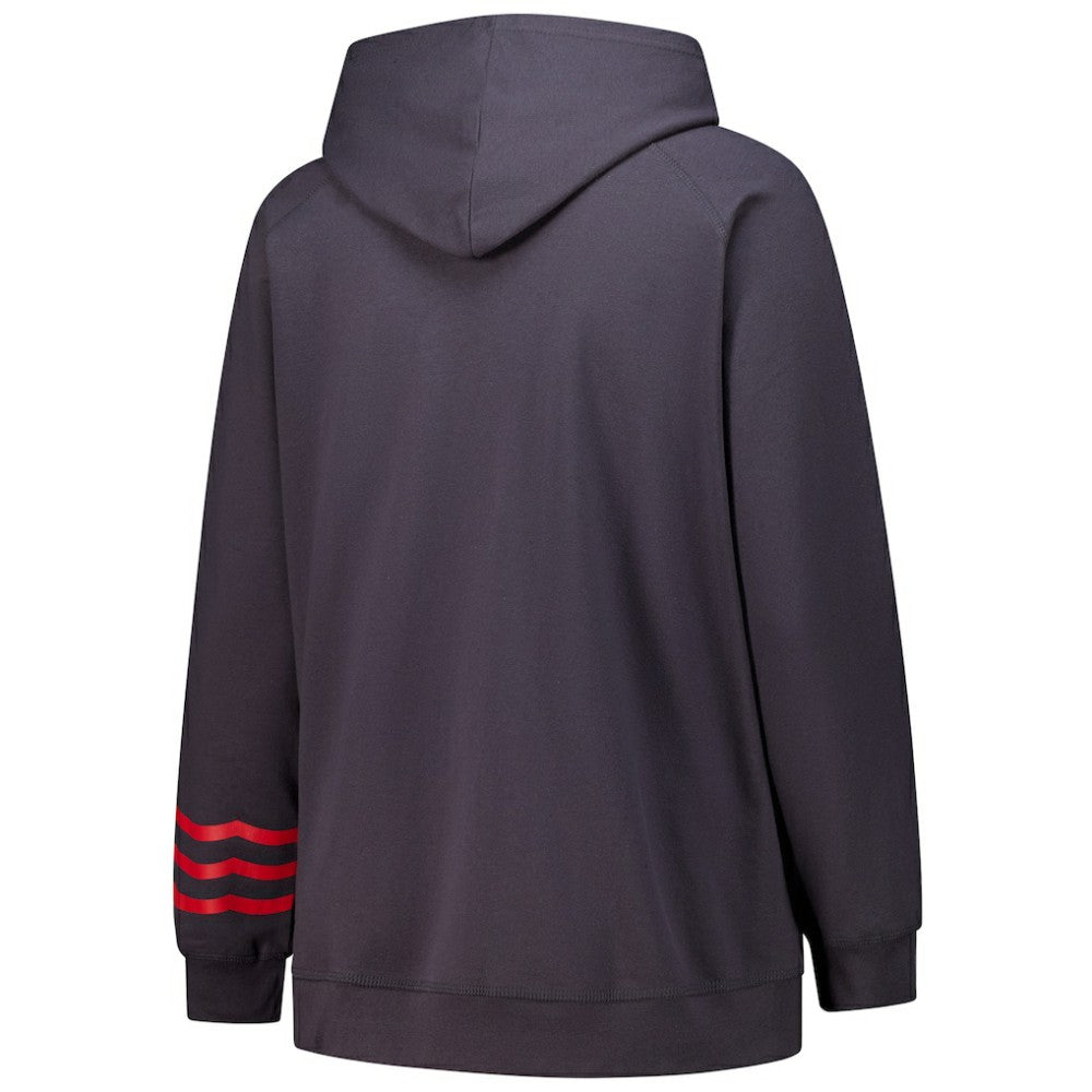 Chicago Blackhawks Fanatics Women's Plus Size Lightweight Fleece Raglan Pullover Hoodie Charcoal