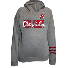 New Jersey Devils Fanatics Women's Plus Size Lightweight Fleece Raglan Pullover Hoodie Heather Gray