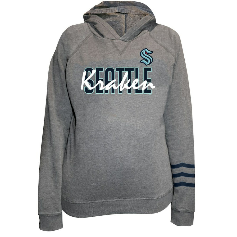 Seattle Kraken Fanatics Women's Plus Size Lightweight Fleece Raglan Pullover Hoodie Heather Gray