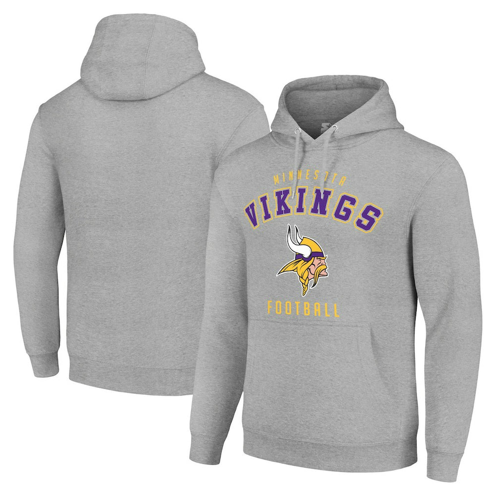 Minnesota Vikings Starter Unisex Logo Pullover Hoodie - Heather Gray for sale