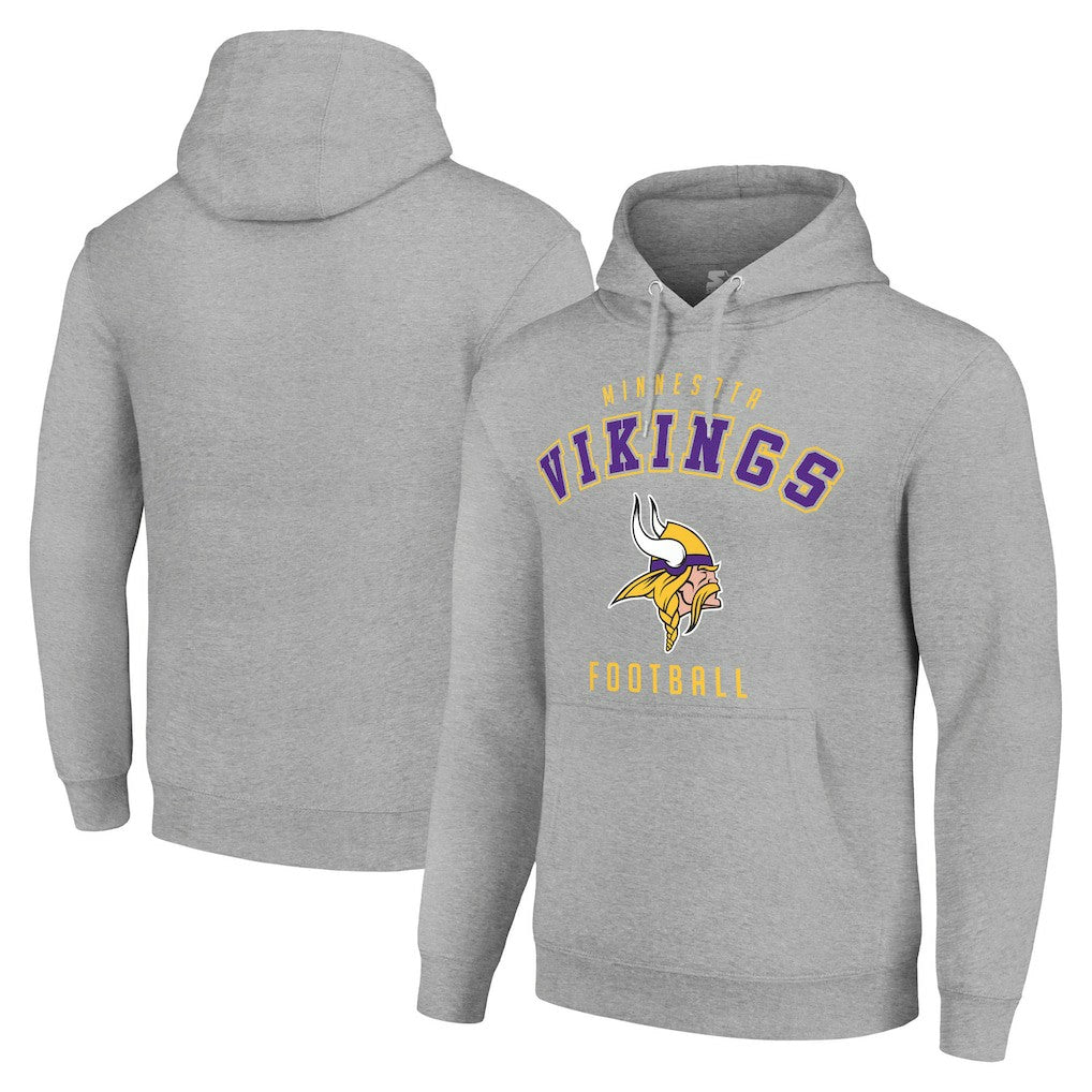 Minnesota Vikings Starter Unisex Logo Pullover Hoodie - Heather Gray for sale