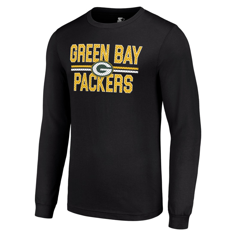 Green Bay Packers Starter Team Mesh Print Graphic Long Sleeve T-Shirt - Black on sale