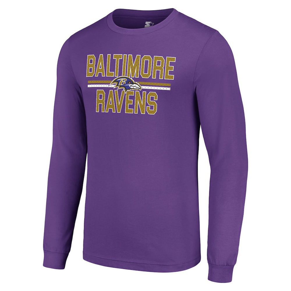 Baltimore Ravens Starter Team Mesh Print Graphic Long Sleeve T-Shirt - Purple cheap