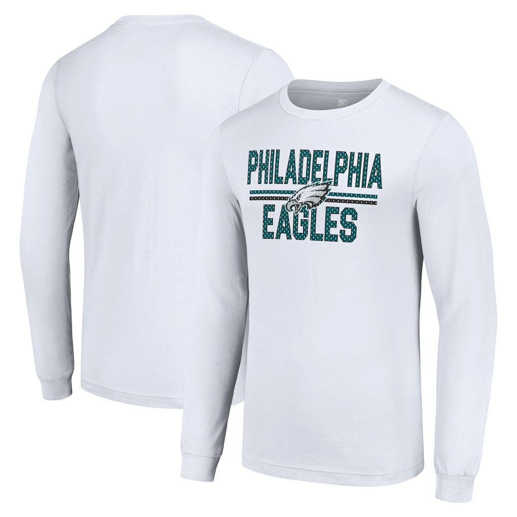 Philadelphia Eagles Starter Team Mesh Print Graphic Long Sleeve T-Shirt - White for sale