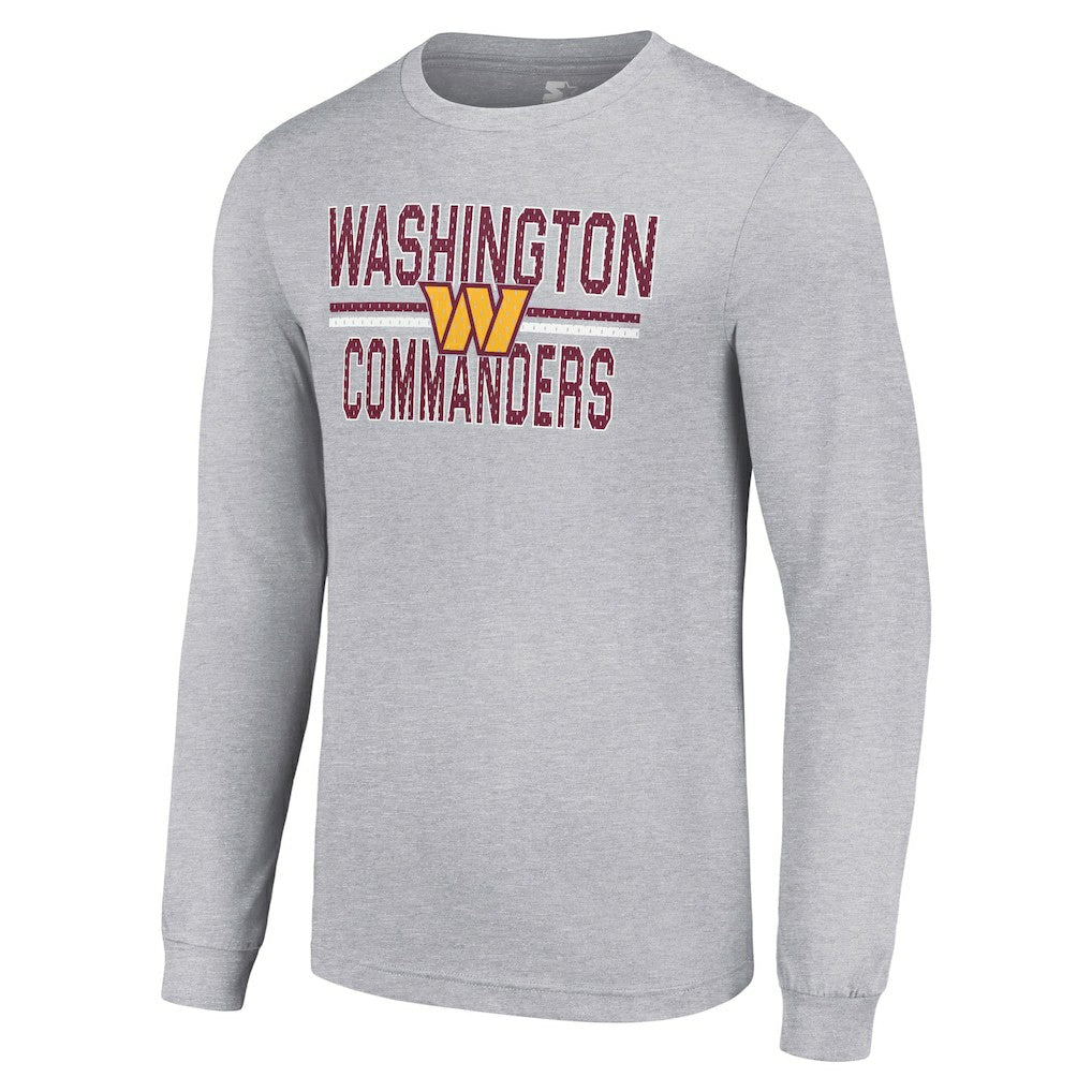 Washington Commanders Starter Team Mesh Print Graphic Long Sleeve T-Shirt - Heather Gray for sale