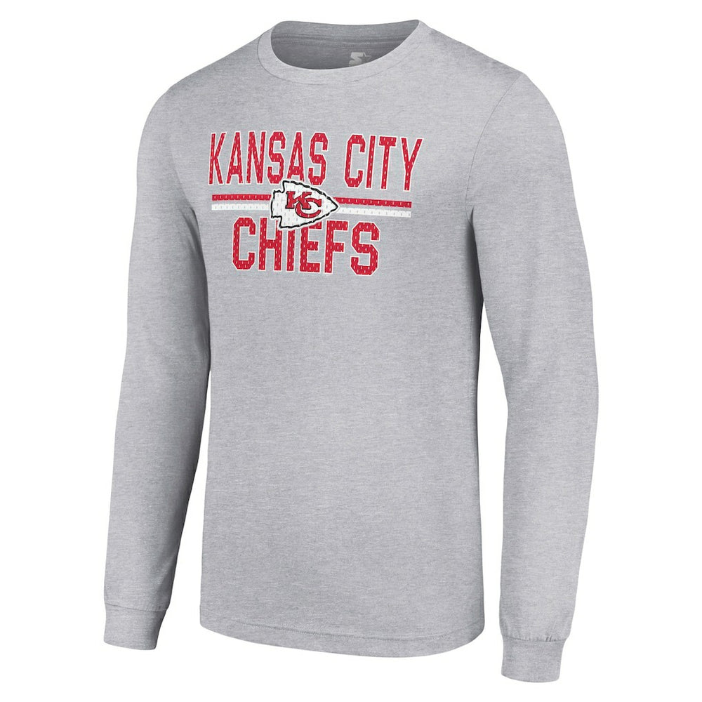 Kansas City Chiefs Starter Team Mesh Print Graphic Long Sleeve T-Shirt - Heather Gray outlet