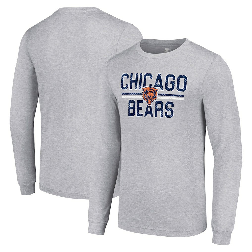 Chicago Bears Starter Team Mesh Print Graphic Long Sleeve T-Shirt - Heather Gray outlet