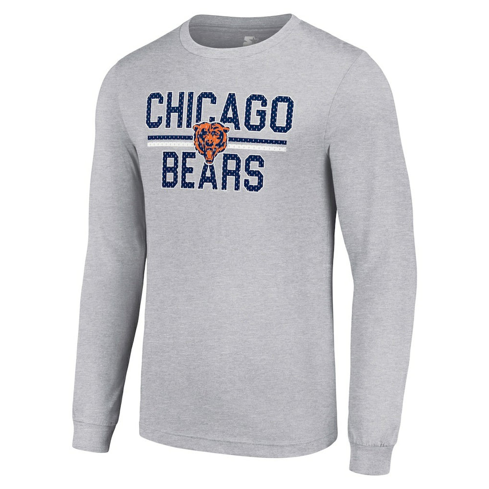 Chicago Bears Starter Team Mesh Print Graphic Long Sleeve T-Shirt - Heather Gray outlet