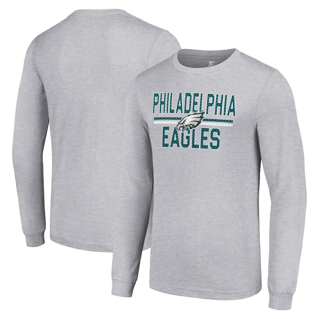 Philadelphia Eagles Starter Team Mesh Print Graphic Long Sleeve T-Shirt - Heather Gray cheap