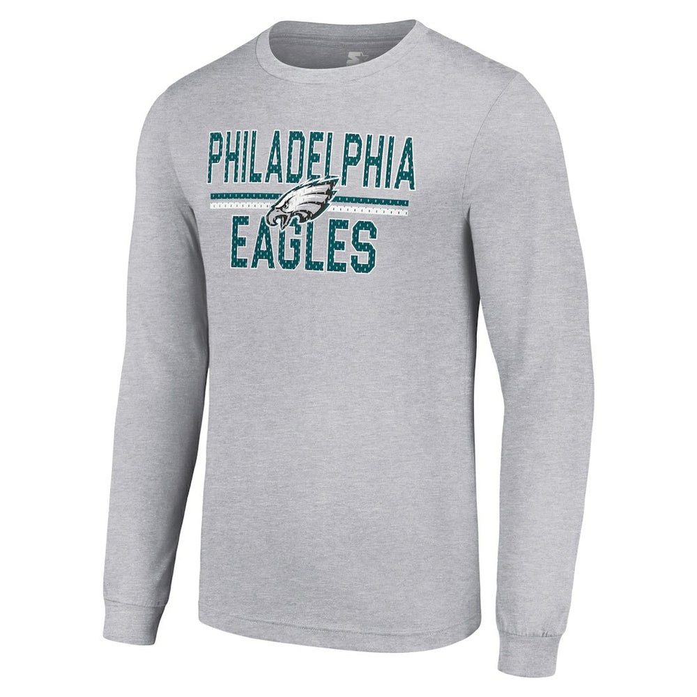 Philadelphia Eagles Starter Team Mesh Print Graphic Long Sleeve T-Shirt - Heather Gray cheap