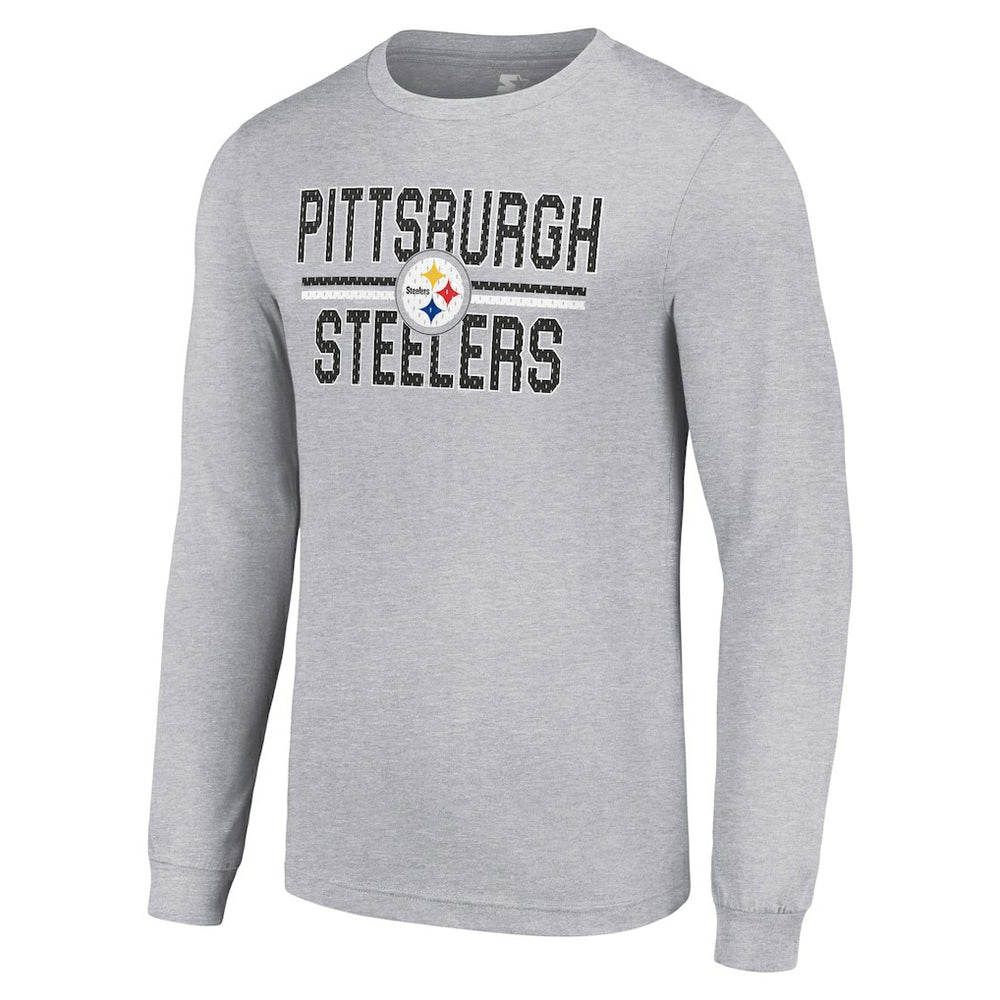 Pittsburgh Steelers Starter Team Mesh Print Graphic Long Sleeve T-Shirt - Heather Gray sale