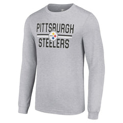Pittsburgh Steelers Starter Team Mesh Print Graphic Long Sleeve T-Shirt - Heather Gray sale