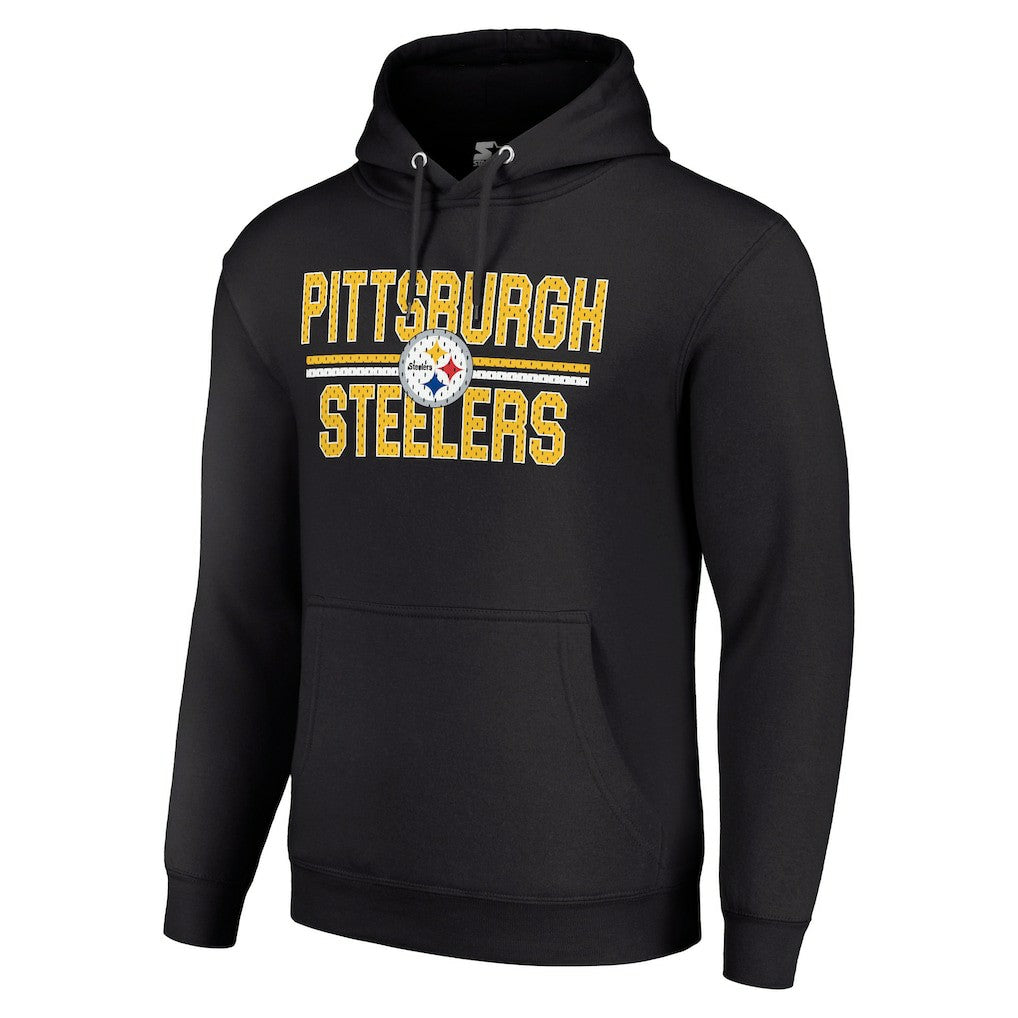 Pittsburgh Steelers Starter Unisex Team Mesh Print Graphic Tri-Blend Pullover Hoodie - Black discount