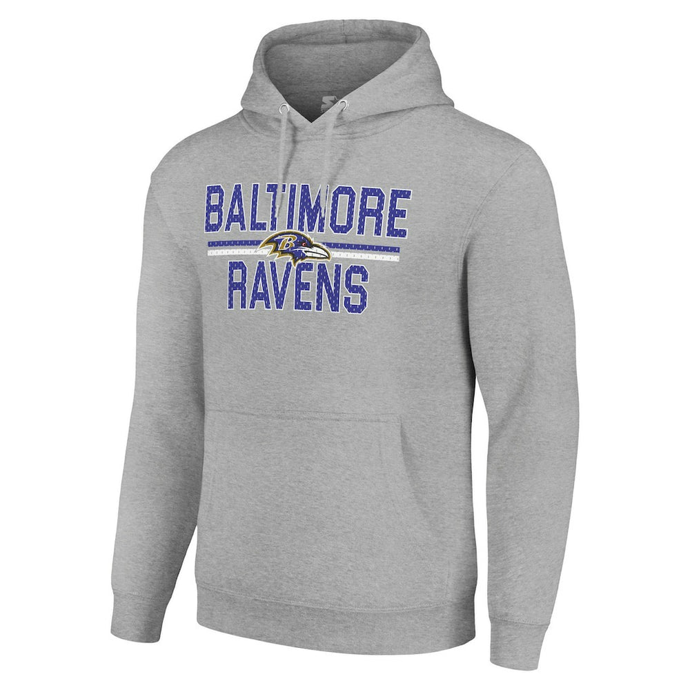 Baltimore Ravens Starter Unisex Team Mesh Print Graphic Tri-Blend Pullover Hoodie - Heather Gray sale
