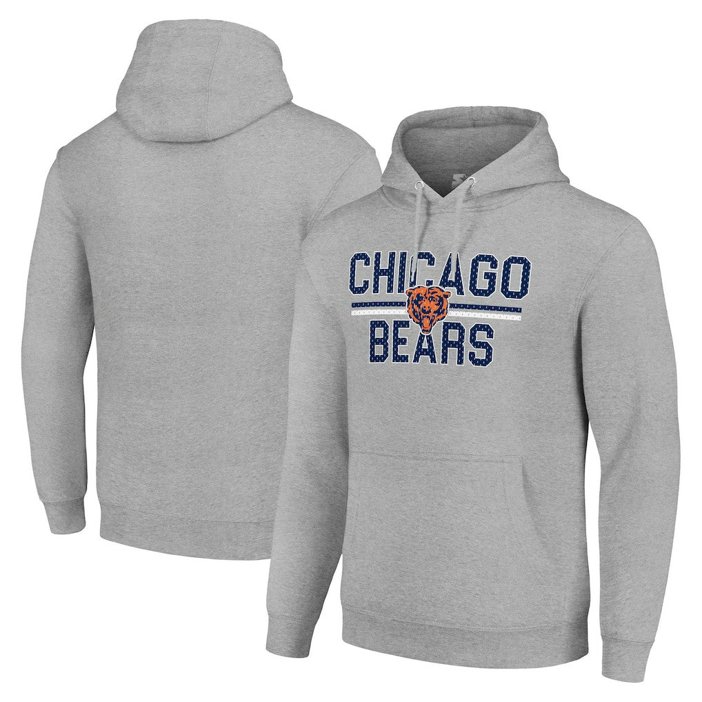 Chicago Bears Starter Unisex Team Mesh Print Graphic Tri-Blend Pullover Hoodie - Heather Gray cheap