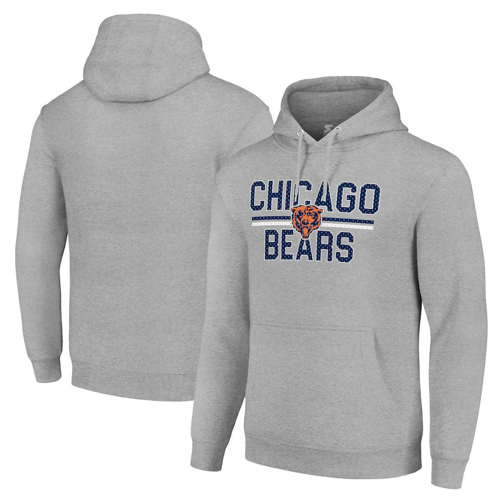 Chicago Bears Starter Unisex Team Mesh Print Graphic Tri-Blend Pullover Hoodie - Heather Gray cheap