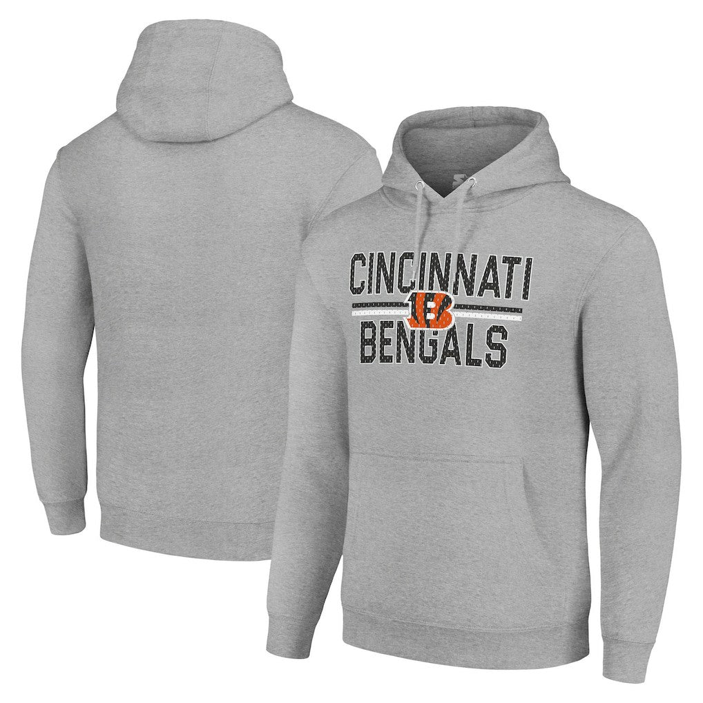 Cincinnati Bengals Starter Unisex Team Mesh Print Graphic Tri-Blend Pullover Hoodie - Heather Gray online