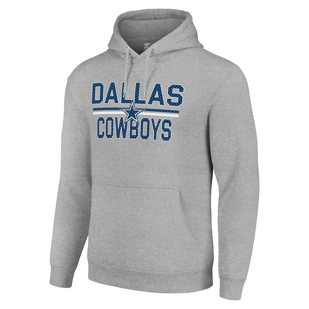 Dallas Cowboys Starter Unisex Team Mesh Print Graphic Tri-Blend Pullover Hoodie - Heather Gray for sale