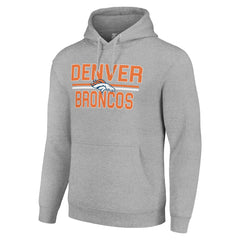 Denver Broncos Starter Unisex Team Mesh Print Graphic Tri-Blend Pullover Hoodie - Heather Gray cheap