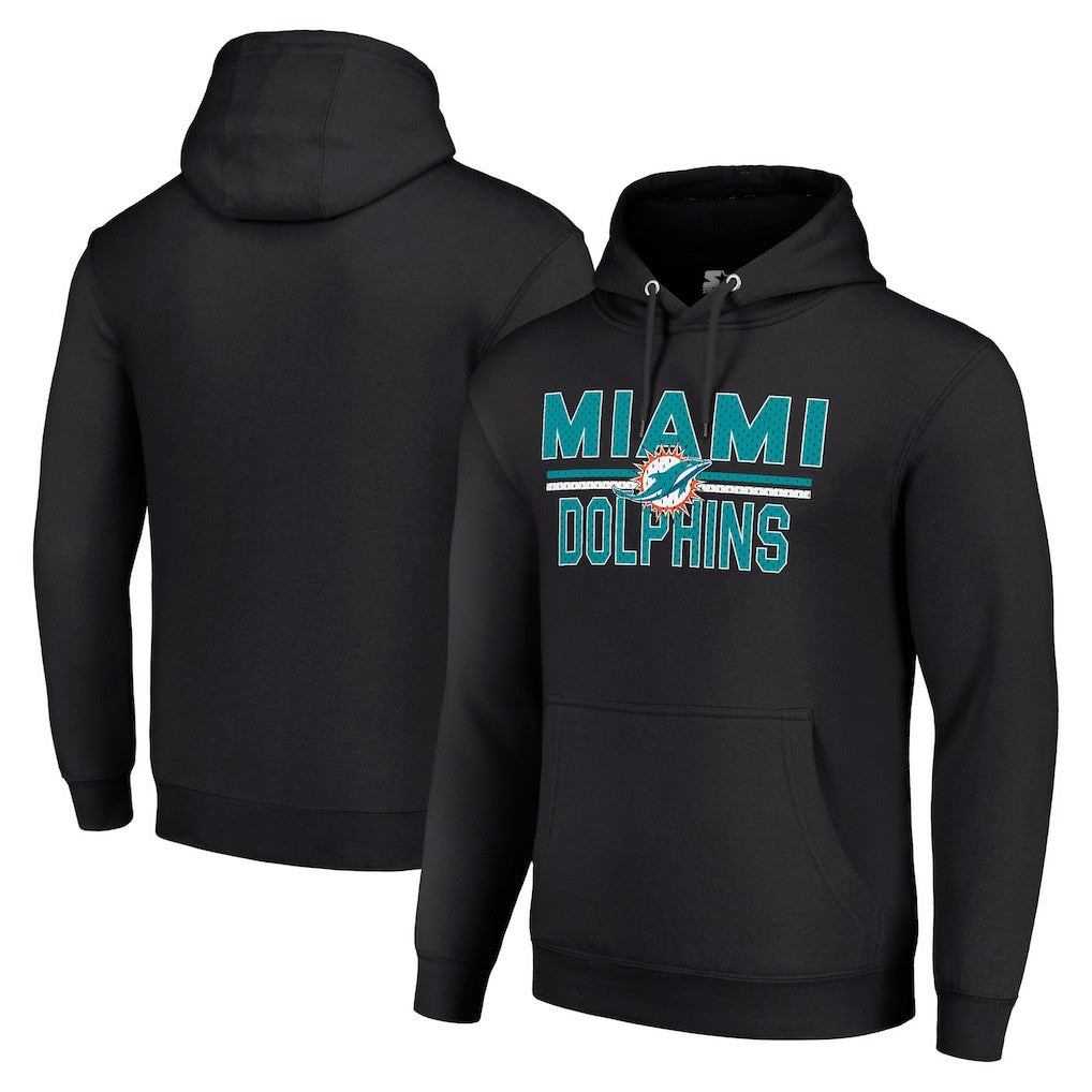 Miami Dolphins Starter Unisex Team Mesh Print Graphic Tri-Blend Pullover Hoodie - Black cheap