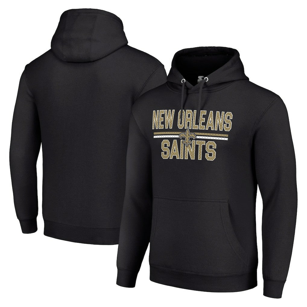 New Orleans Saints Starter Unisex Team Mesh Print Graphic Tri-Blend Pullover Hoodie - Black discount