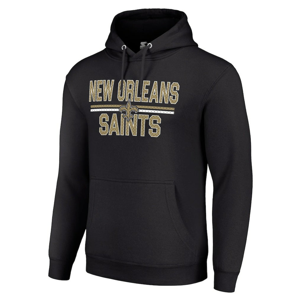 New Orleans Saints Starter Unisex Team Mesh Print Graphic Tri-Blend Pullover Hoodie - Black discount