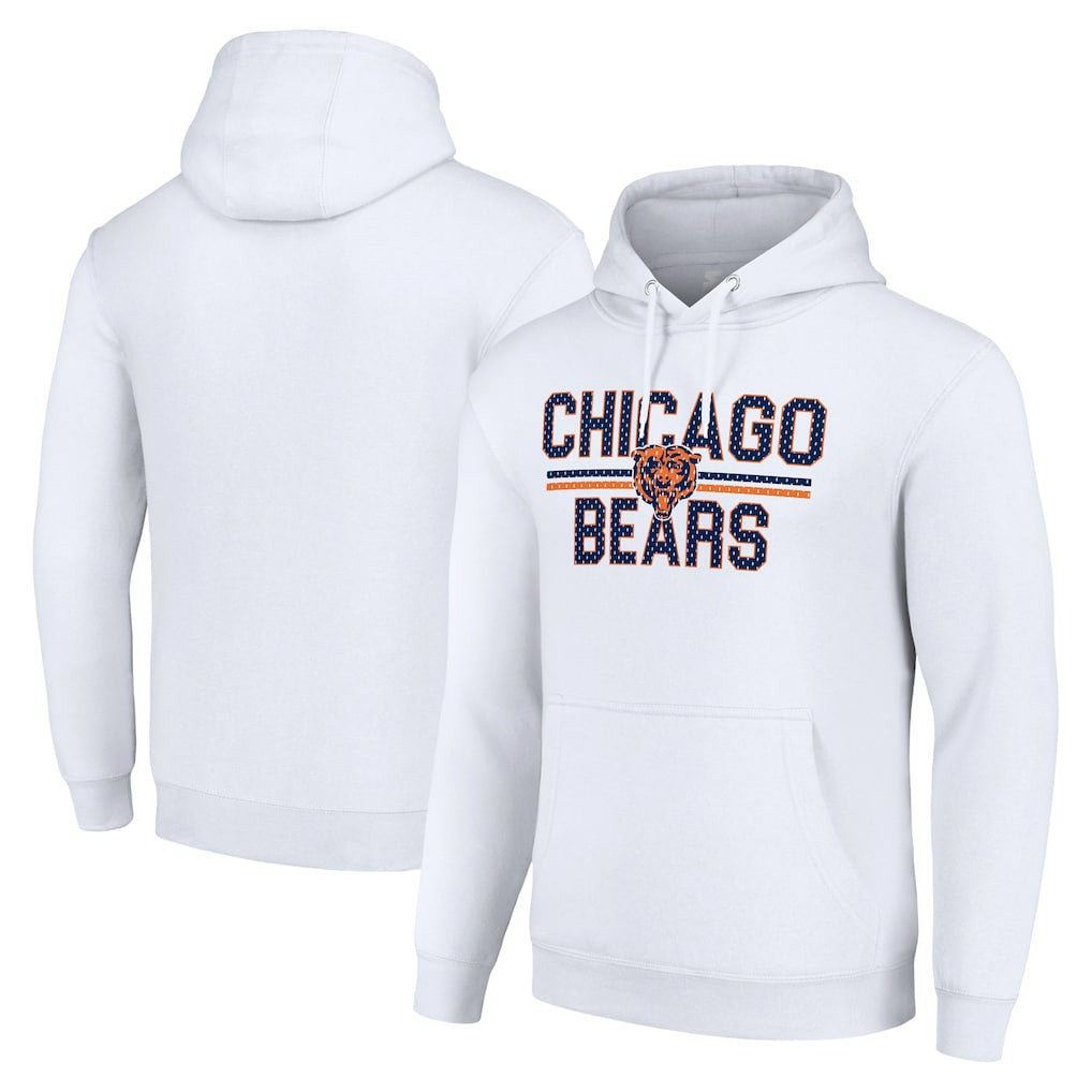 Chicago Bears Starter Unisex Team Mesh Print Graphic Tri-Blend Pullover Hoodie - White cheap