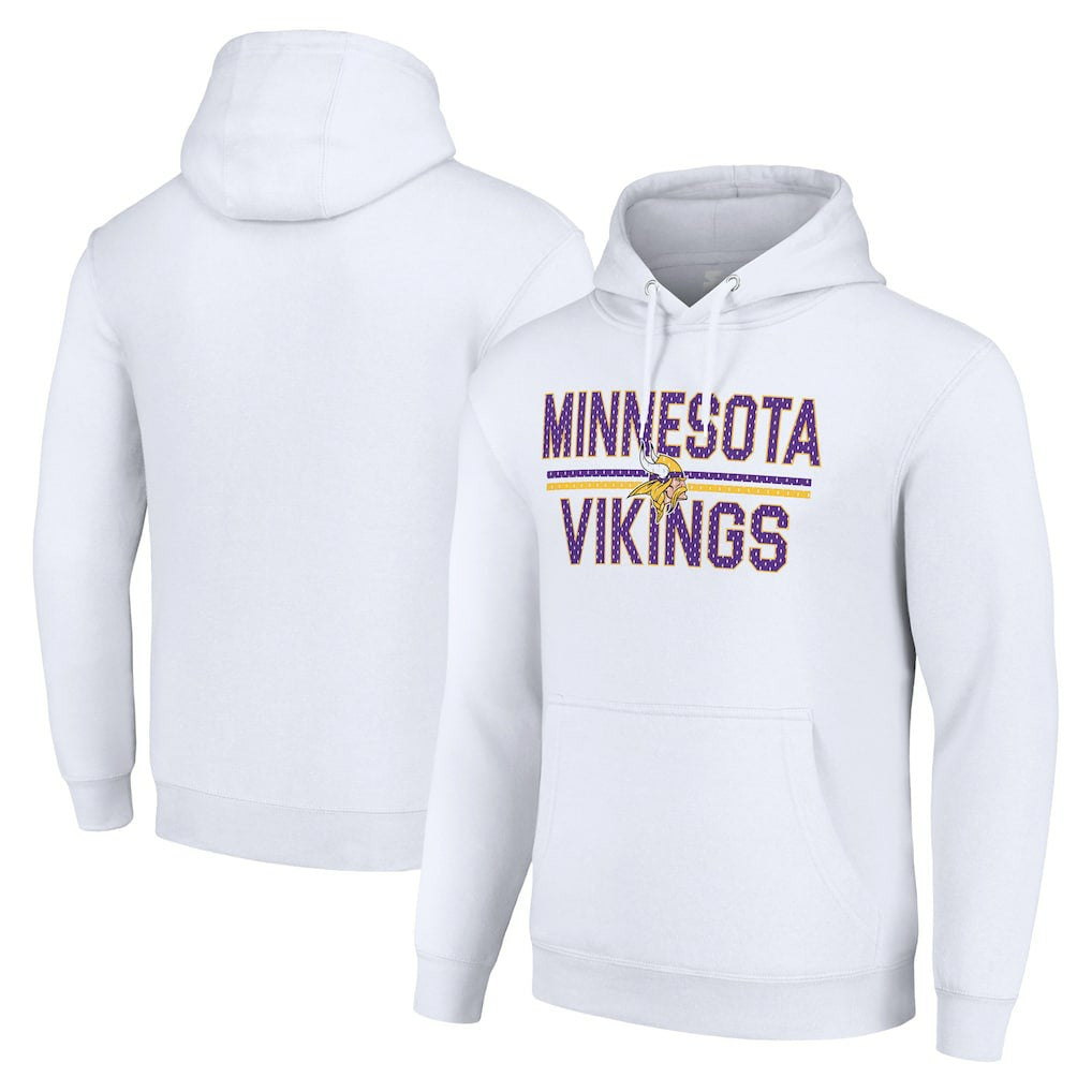 Minnesota Vikings Starter Unisex Team Mesh Print Graphic Tri-Blend Pullover Hoodie - White discount