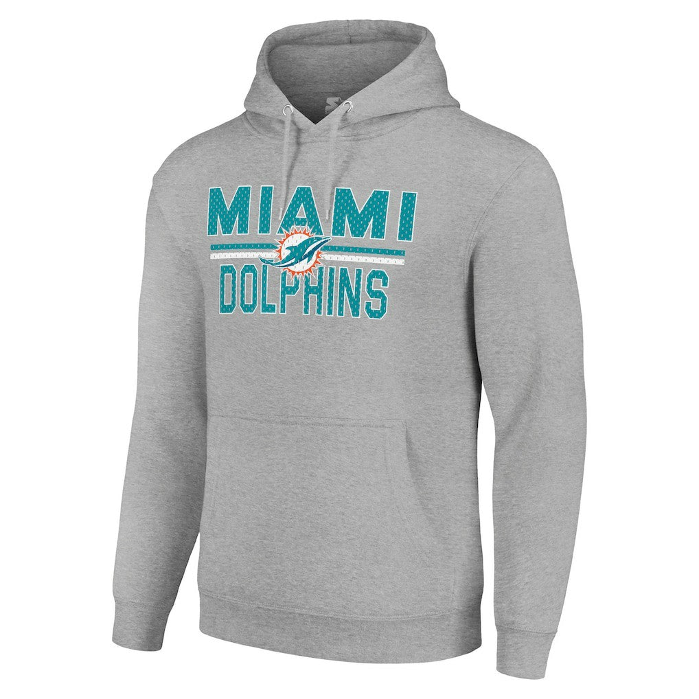 Miami Dolphins Starter Unisex Team Mesh Print Graphic Tri-Blend Pullover Hoodie - Heather Gray cheap