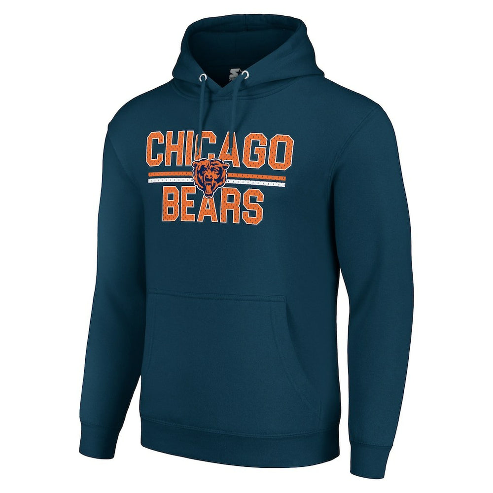 Chicago Bears Starter Unisex Team Mesh Print Graphic Tri-Blend Pullover Hoodie - Navy discount