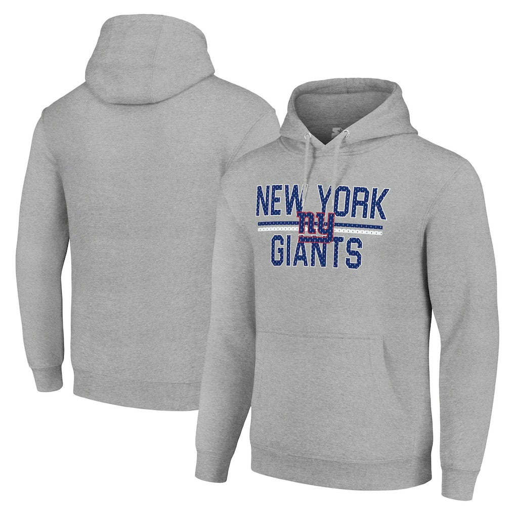 New York Giants Starter Unisex Team Mesh Print Graphic Tri-Blend Pullover Hoodie - Heather Gray for sale
