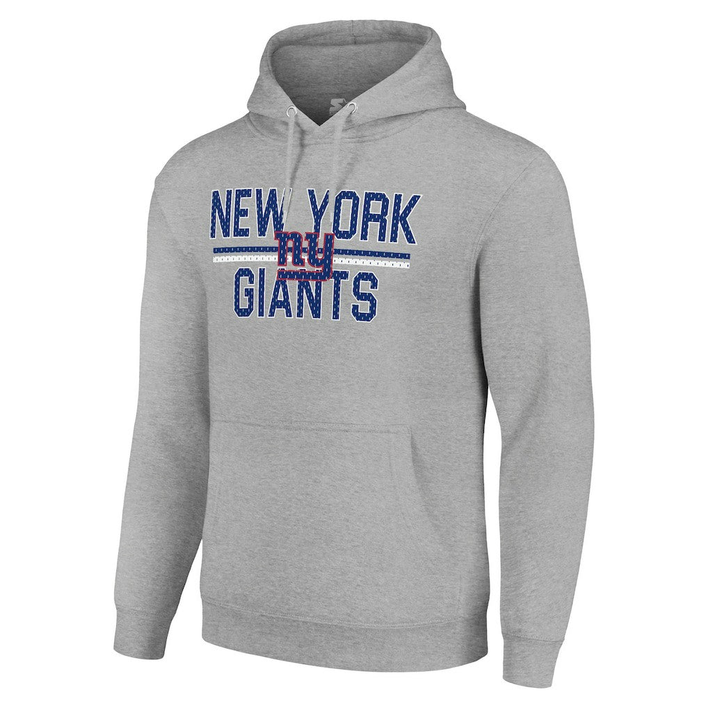 New York Giants Starter Unisex Team Mesh Print Graphic Tri-Blend Pullover Hoodie - Heather Gray for sale