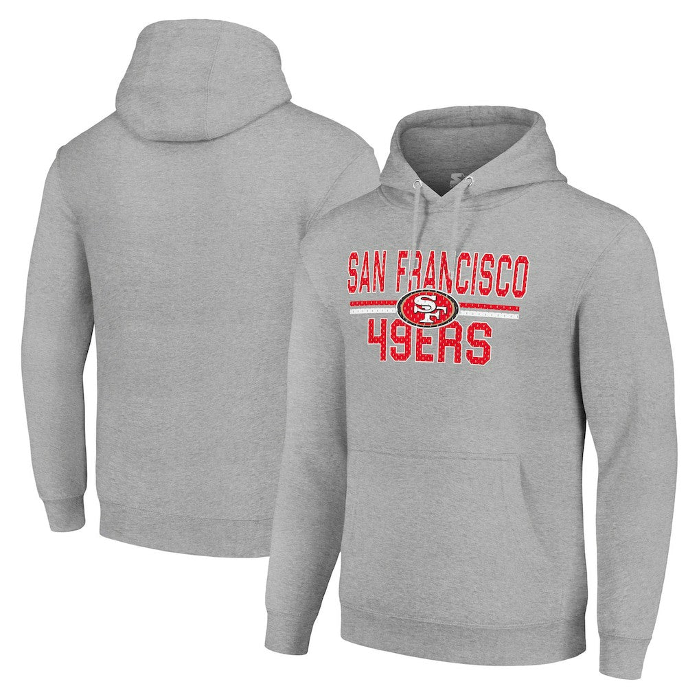 San Francisco 49ers Starter Unisex Team Mesh Print Graphic Tri-Blend Pullover Hoodie - Heather Gray cheap