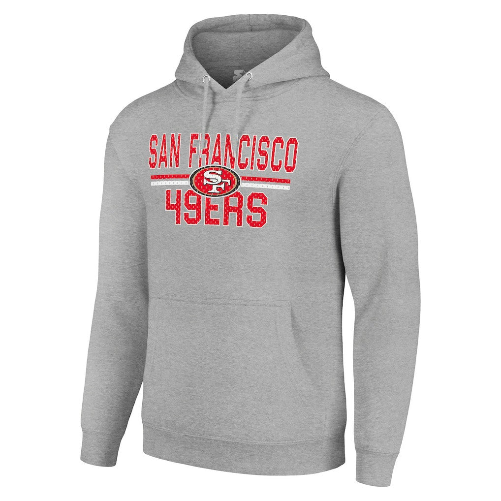 San Francisco 49ers Starter Unisex Team Mesh Print Graphic Tri-Blend Pullover Hoodie - Heather Gray cheap