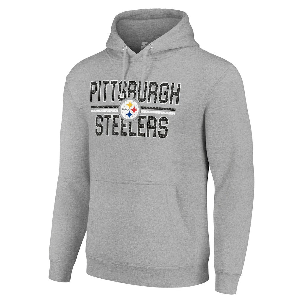 Pittsburgh Steelers Starter Unisex Team Mesh Print Graphic Tri-Blend Pullover Hoodie - Heather Gray online