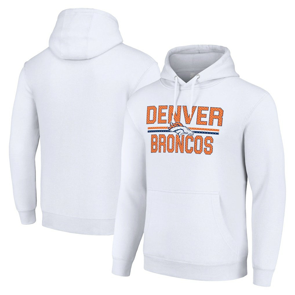 Denver Broncos Starter Unisex Team Mesh Print Graphic Tri-Blend Pullover Hoodie - White sale
