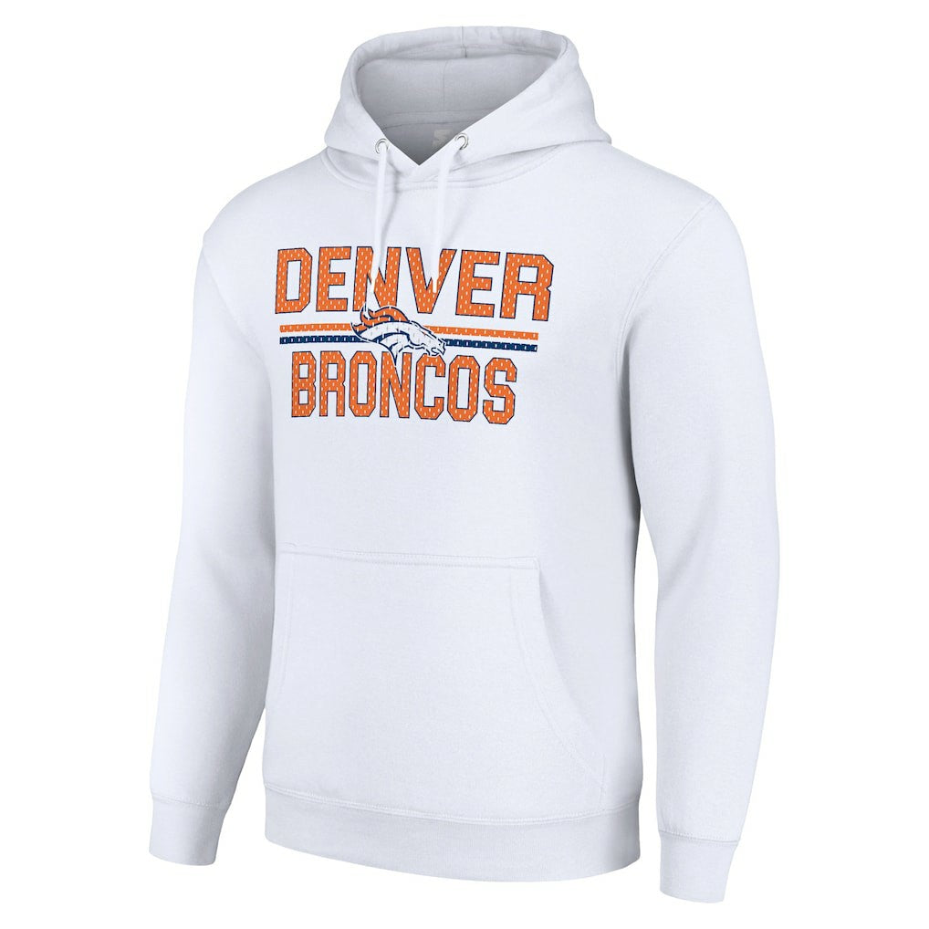 Denver Broncos Starter Unisex Team Mesh Print Graphic Tri-Blend Pullover Hoodie - White sale