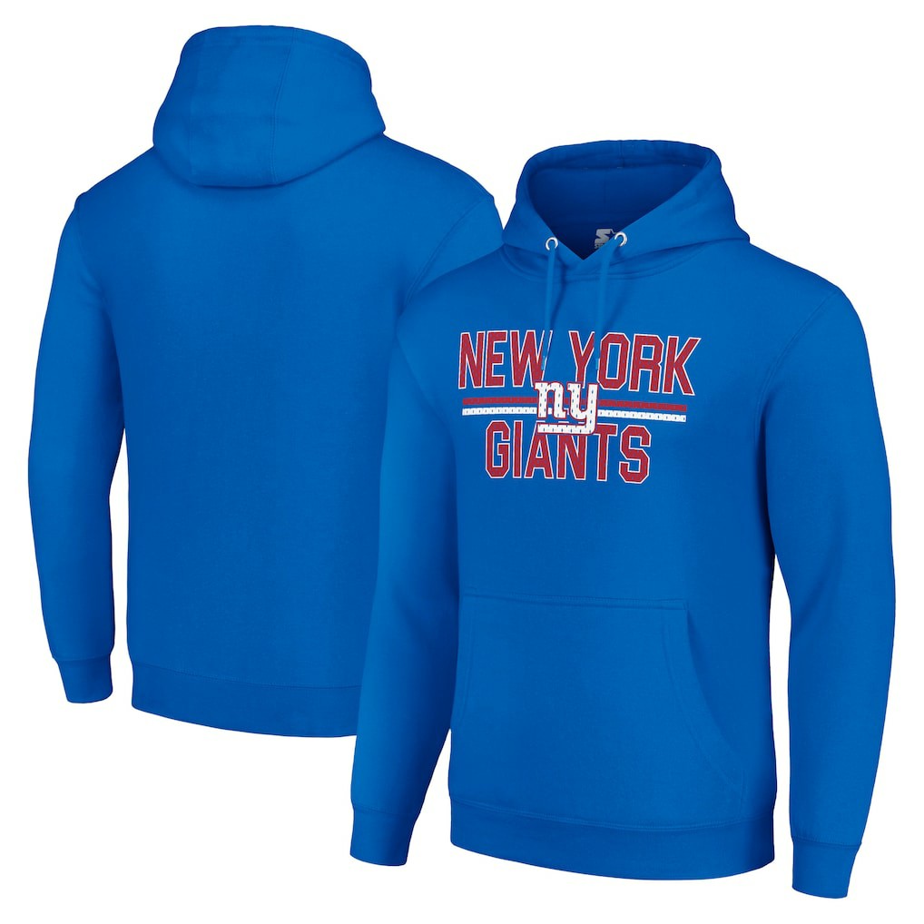 New York Giants Starter Unisex Team Mesh Print Graphic Tri-Blend Pullover Hoodie - Royal on sale