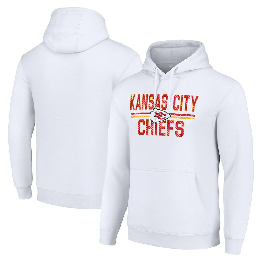Kansas City Chiefs Starter Unisex Team Mesh Print Graphic Tri-Blend Pullover Hoodie - White on sale