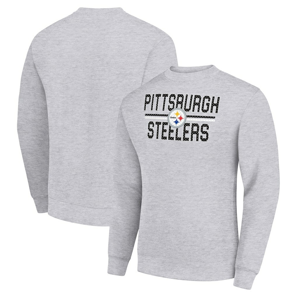 Pittsburgh Steelers Starter Team Mesh Print Graphic Pullover Sweatshirt - Heather Gray for sale