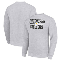Pittsburgh Steelers Starter Team Mesh Print Graphic Pullover Sweatshirt - Heather Gray for sale