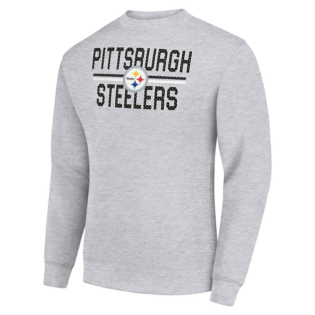 Pittsburgh Steelers Starter Team Mesh Print Graphic Pullover Sweatshirt - Heather Gray for sale