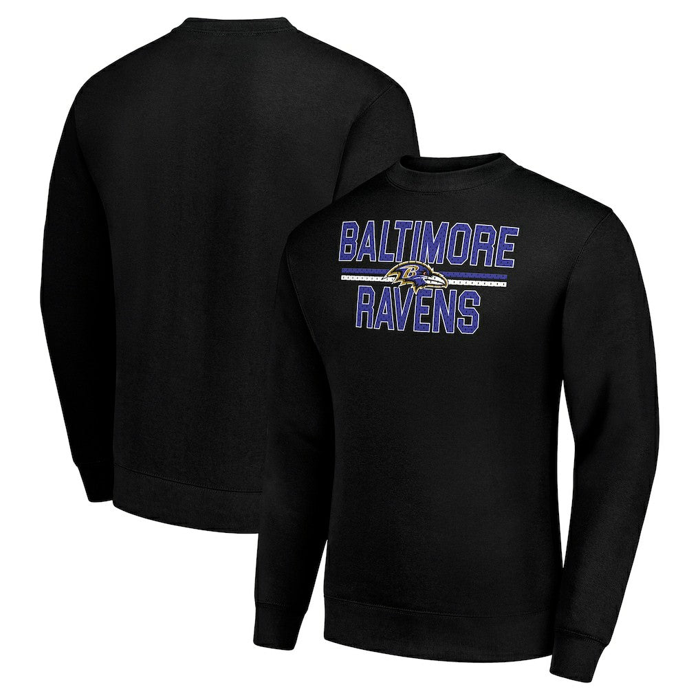 Baltimore Ravens Starter Team Mesh Print Graphic Pullover Sweatshirt - Black discount