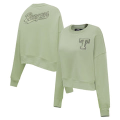 Texas Rangers Pro Standard Women's Neutral Oversized Boxy Cropped Pullover Sweatshirt - Green