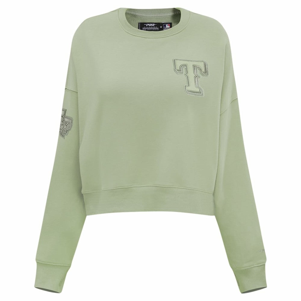 Texas Rangers Pro Standard Women's Neutral Oversized Boxy Cropped Pullover Sweatshirt - Green