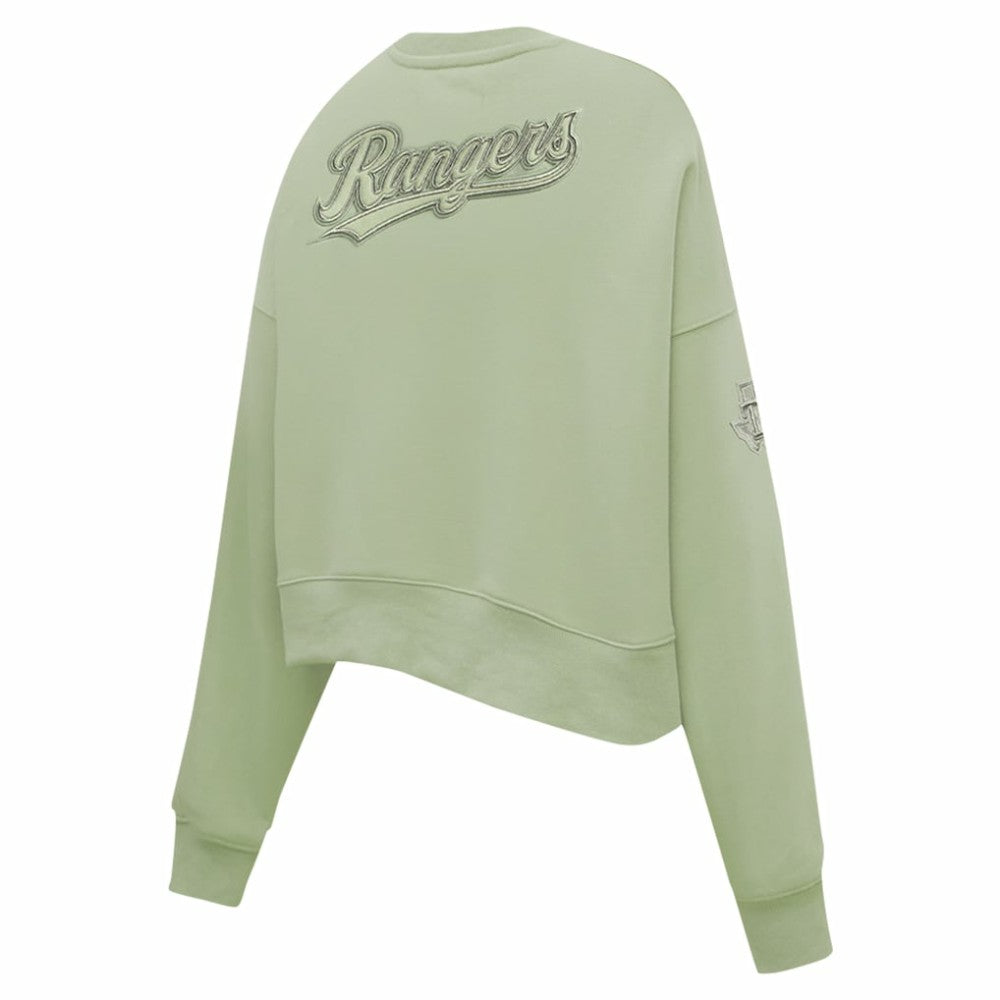 Texas Rangers Pro Standard Women's Neutral Oversized Boxy Cropped Pullover Sweatshirt - Green