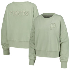 Pittsburgh Pirates Pro Standard Women's Neutral Oversized Boxy Cropped Pullover Sweatshirt - Green