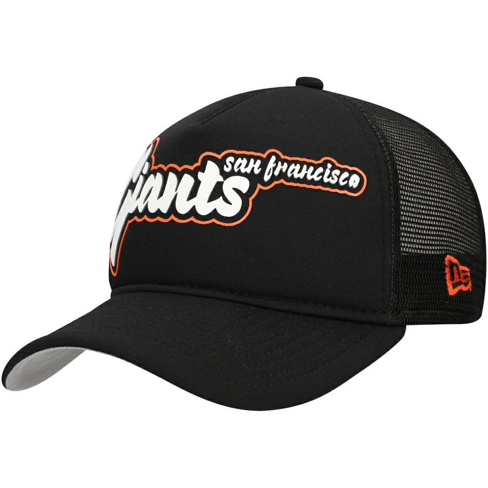 San Francisco Giants Retro Bold A-Frame Trucker 9FORTY Adjustable Hat - Black | New Era
