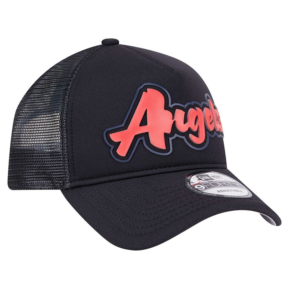 Los Angeles Angels Retro Bold A-Frame Trucker 9FORTY Adjustable Hat - Black | New Era